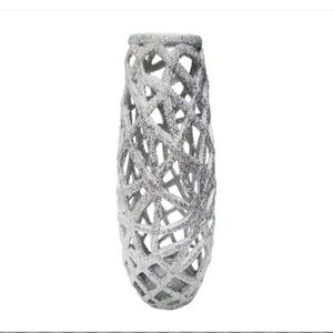 Silver Glitter Openwork Column Vase - Home Accents
